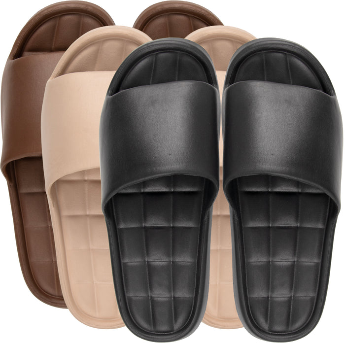 Men's Bulk Quilted Slide Sandals - 3 Colors
