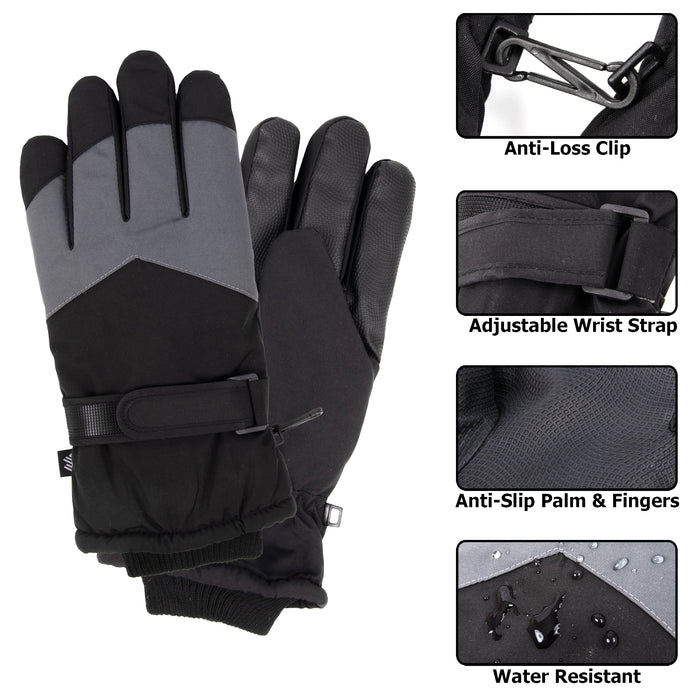 Adult Extreme Cold Winter Color Block Gloves - Touchscreen Gloves
