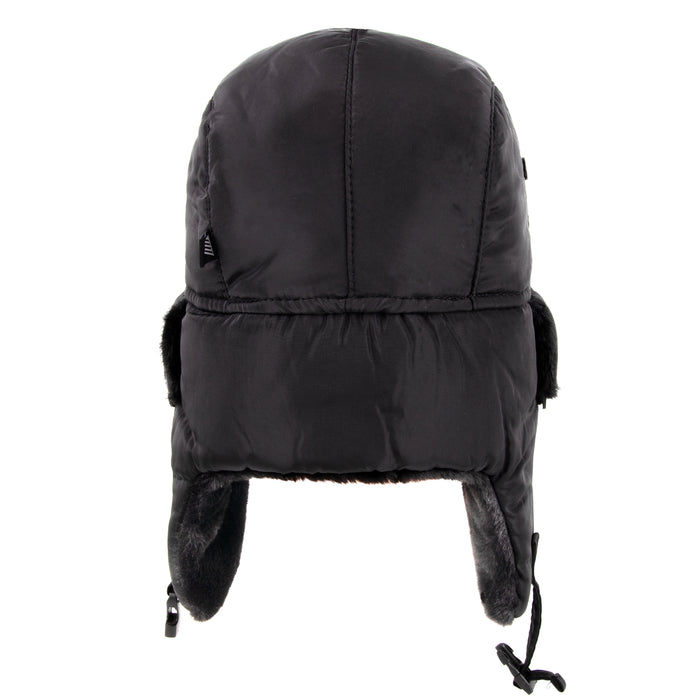 Adults Winter Faux Shearling Trapper Hat With Buckle - Black