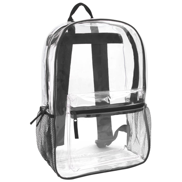 Wholesale Classic 17 Inch Clear Backpack - Black - BagsInBulk.com