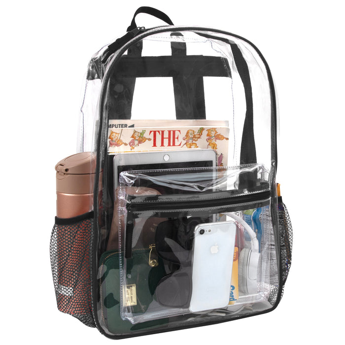 Wholesale Classic 17 Inch Clear Backpack - Black - BagsInBulk.com