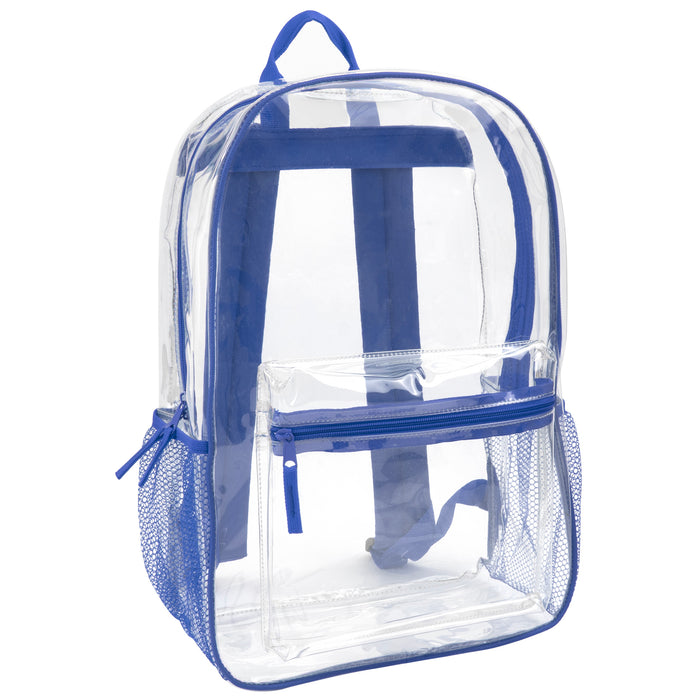 Wholesale Classic 17 Inch Clear Backpack - Blue - BagsInBulk.com