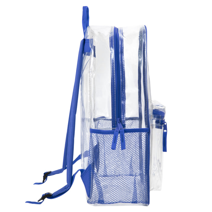 Wholesale Classic 17 Inch Clear Backpack - Blue - BagsInBulk.com