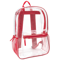 Wholesale Classic 17 Inch Clear Backpack - Red - BagsInBulk.com