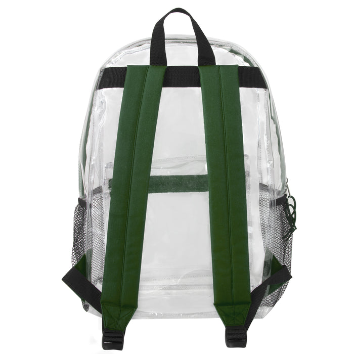 Wholesale Classic 17 Inch Clear Backpack - Green - BagsInBulk.com