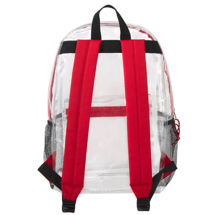 Wholesale Classic 17 Inch Clear Backpack - Red - BagsInBulk.com