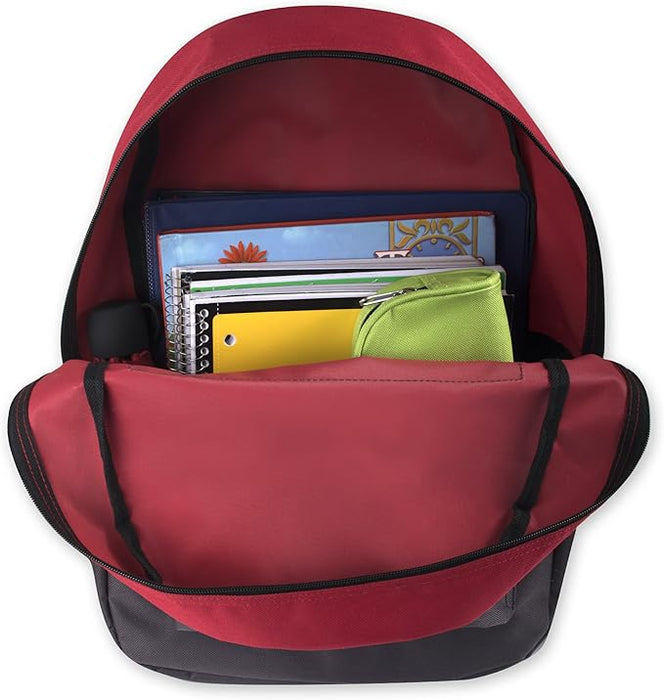 17-Inch Bulk Double Front Zippered Pocket Backpack - Red