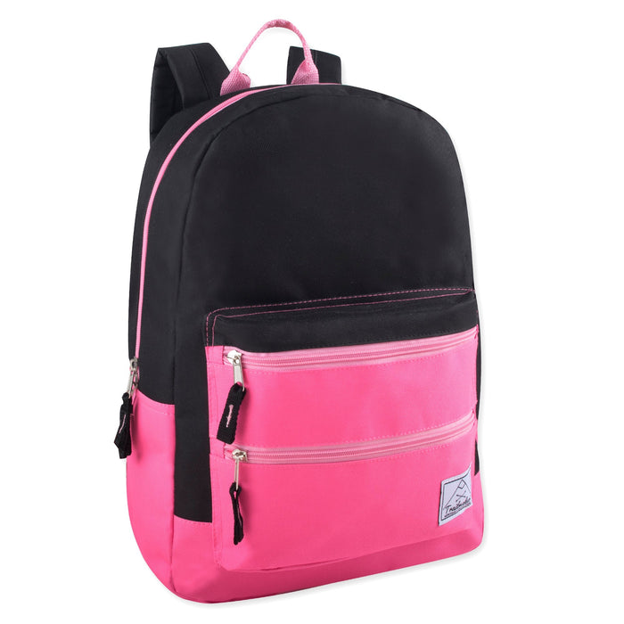 17- Inch Double Front Zippered Pocket Backpack - Girls - BagsInBulk.com