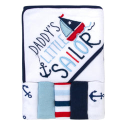 Little Sailor Hooded Bath Towel & Wash Cloth Baby Bath Sets - BagsInBulk.com