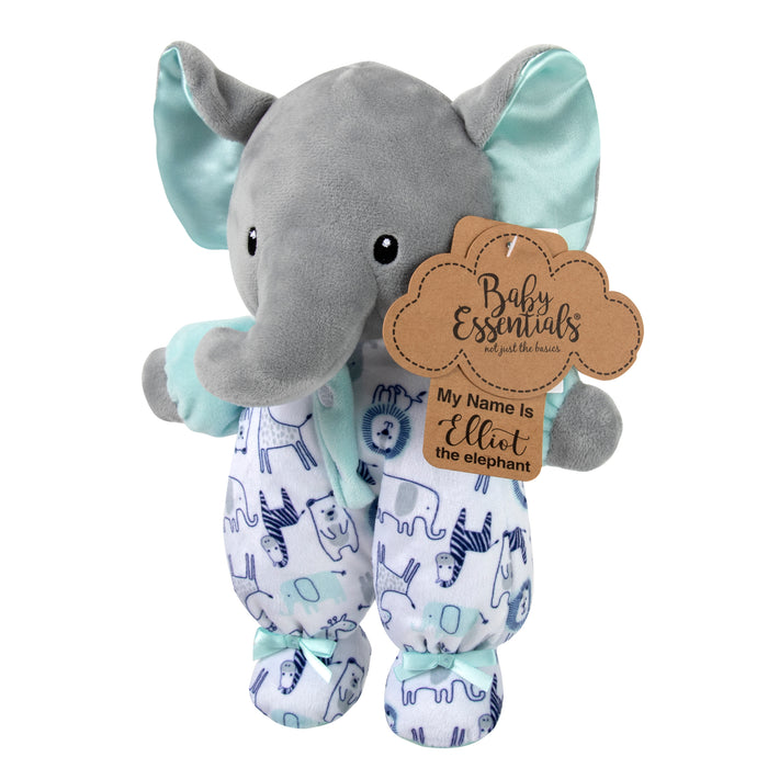 Baby Essentials Blue Elephant Plush With Rattle - BagsInBulk.com