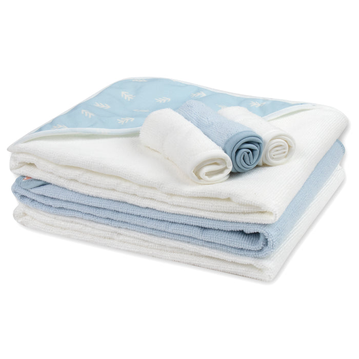 6 Piece Hooded Bath Towel & Wash Cloth Baby Bath Sets - Woodland Theme - BagsInBulk.com