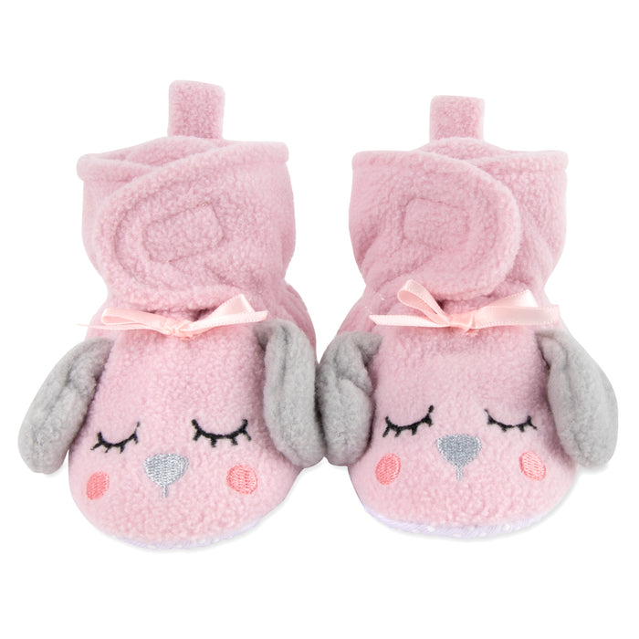 Fleece Baby Booties - Cozy Pink Puppy - BagsInBulk.com