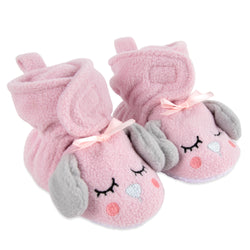 Fleece Baby Booties - Cozy Pink Puppy - BagsInBulk.com