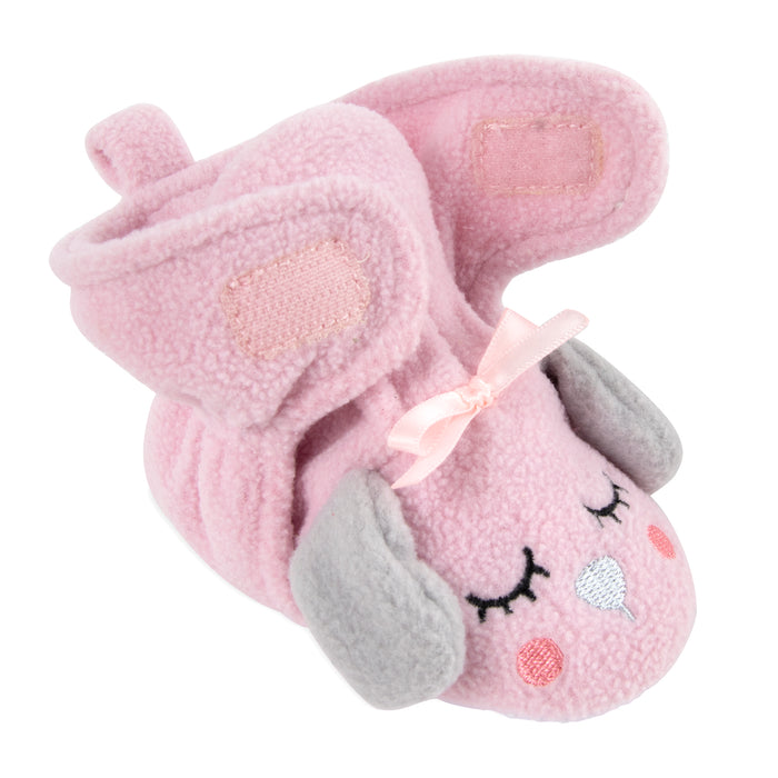 Fleece Baby Booties - Cozy Pink Puppy - BagsInBulk.com