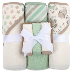 6-Piece Baby Bath Set with Hooded Bath Towel & Wash Cloth - Dinosaur Theme - BagsInBulk.com