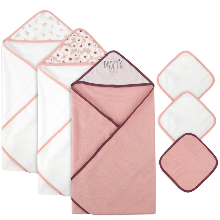 6-pc. Baby Bath Set w/ Hooded Towel & Wash Cloths - Daddy's Little Sweetie - BagsInBulk.com