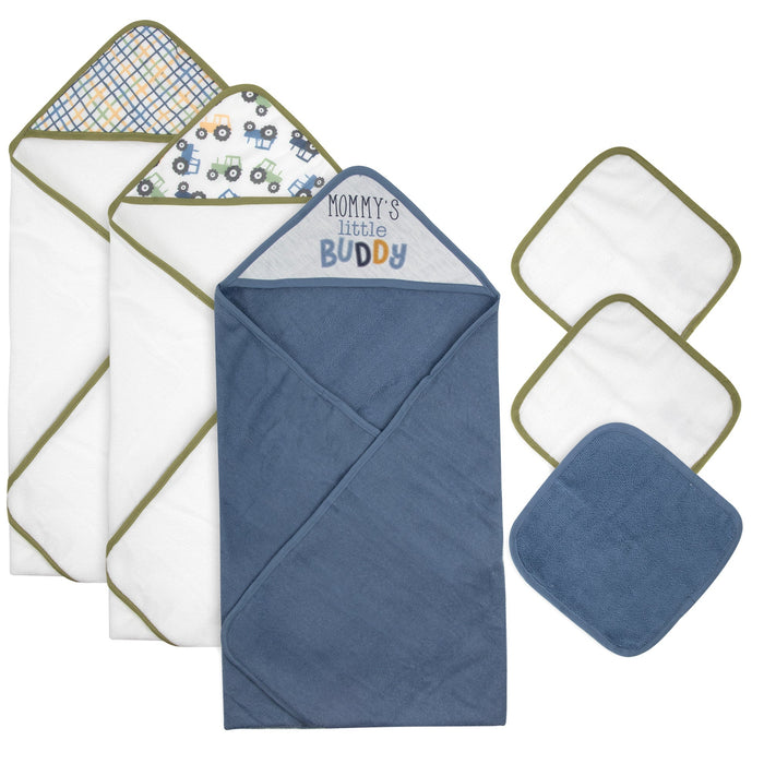 6-pc. Baby Bath Set w/ Hooded Towel & Wash Cloths - Daddy's Little Buddy - BagsInBulk.com