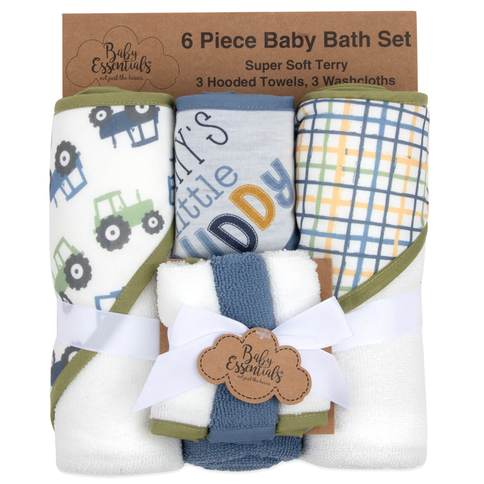 6-pc. Baby Bath Set w/ Hooded Towel & Wash Cloths - Daddy's Little Buddy - BagsInBulk.com