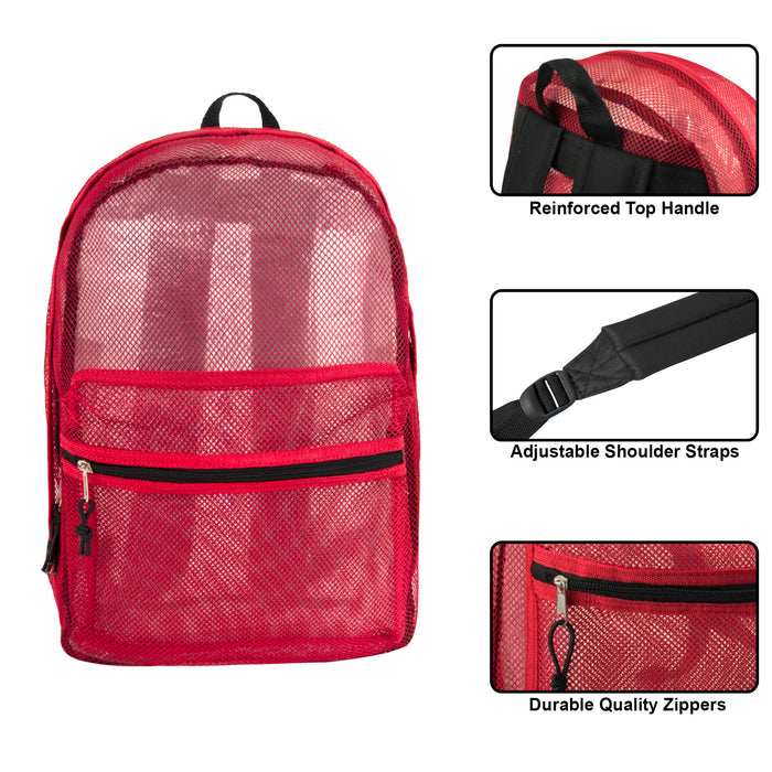 Bulk Premium 17 Inch Mesh Backpack - 5 Assorted Colors - BagsInBulk.com