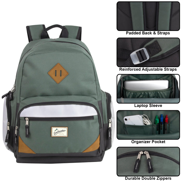 19" Duo Compartment Backpack with 30-Piece School Supply Kit - 3 Colors - BagsInBulk.com