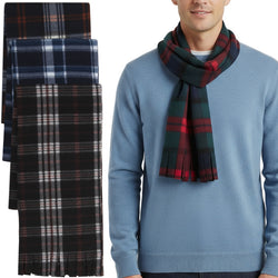 Adult Fleece Scarves 60" x 8" with Fringe - Plaid Assortment - BagsInBulk.com