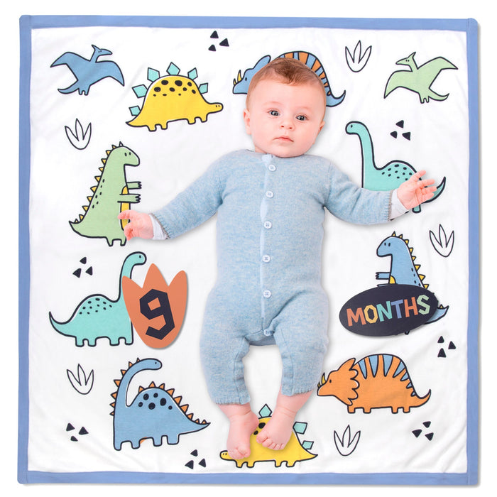 Photo Op Milestone Blanket - Blue Dinosaur - BagsInBulk.com