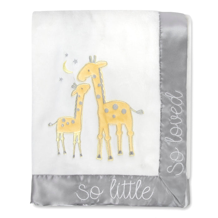 Mommy & Me Giraffe Theme Baby Blankets  With Satin Trim 30" x 40" - BagsInBulk.com