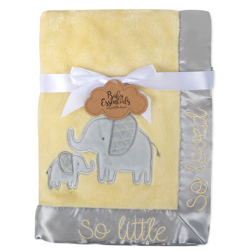 Mommy & Me Elephant Theme Baby Blankets  With Satin Trim 30" x 40" - BagsInBulk.com