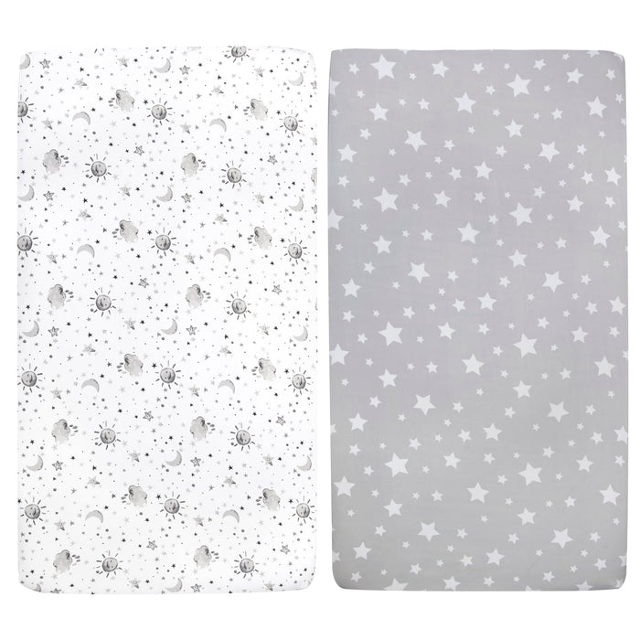 Grey Sky Fitted Crib Mattress Sheets -2 Pack - BagsInBulk.com