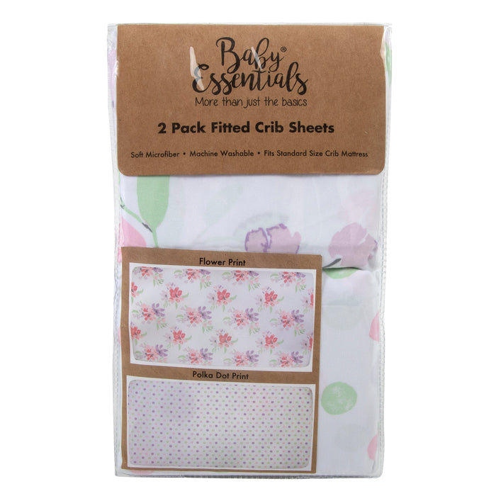 Purple & Pink Floral Fitted Crib Mattress Sheets -2 Pack - BagsInBulk.com