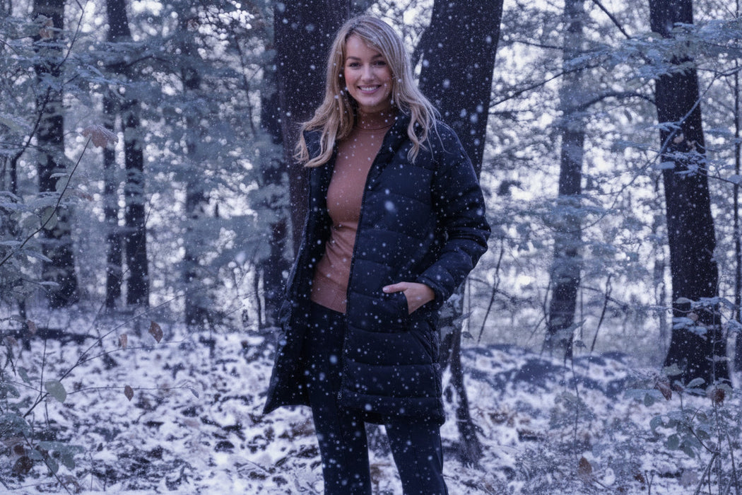 Women's Winter Hooded Puffer Coat - Black