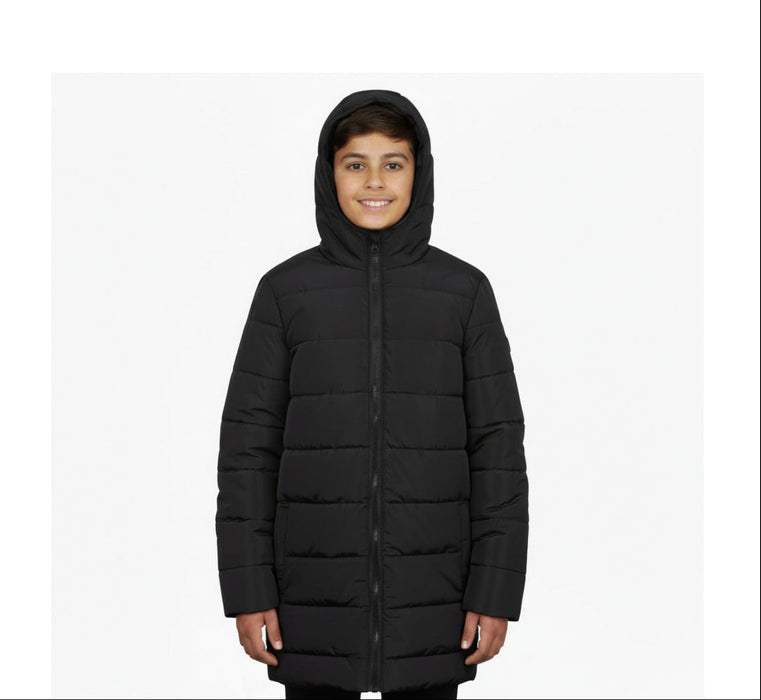 Youth Winter Hooded Puffer Coat - Black - BagsInBulk.com