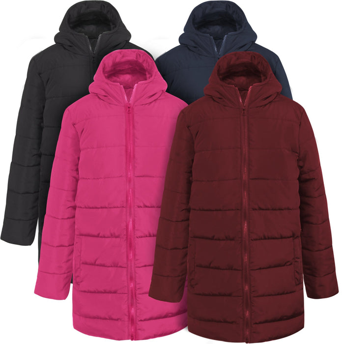 Wholesale Girl's Hooded Puffer Winter Coat - 4 Colors - 