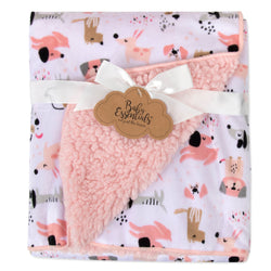 Baby Fleece Blankets 36" x 30" - Pink Puppy - BagsInBulk.com