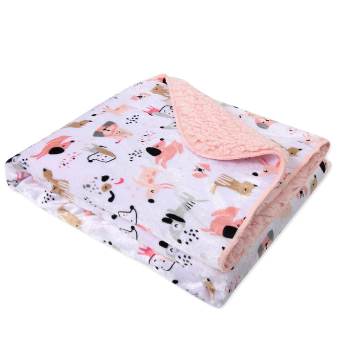 Baby Fleece Blankets 36" x 30" - Pink Puppy - BagsInBulk.com