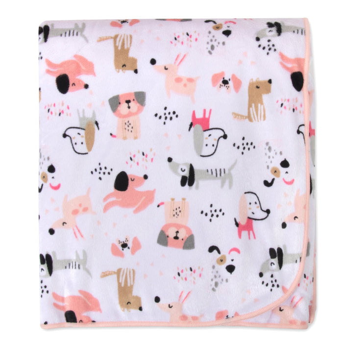 Baby Fleece Blankets 36" x 30" - Pink Puppy - BagsInBulk.com