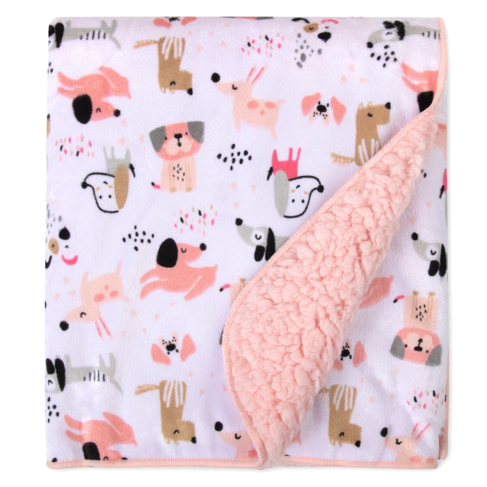 Baby Fleece Blankets 36" x 30" - Pink Puppy - BagsInBulk.com