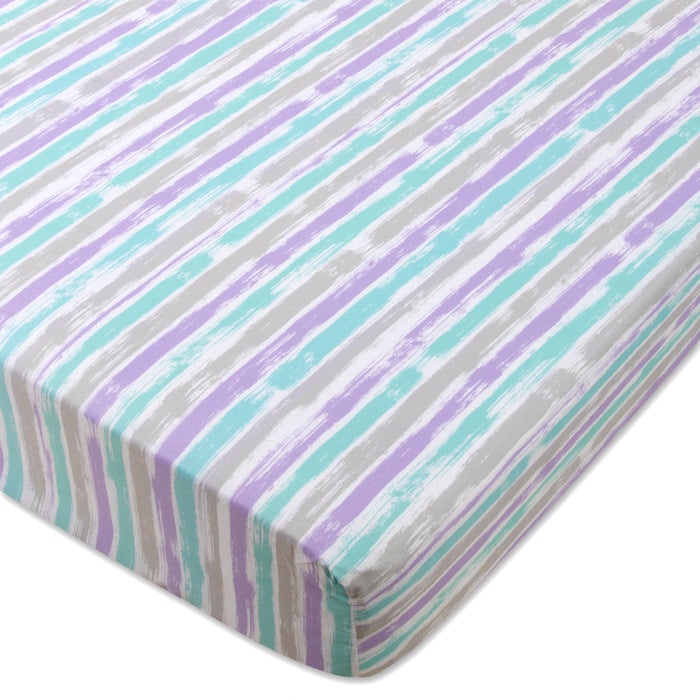 2-Pack Baby Crib Mattress Fitted Sheets - Hearts & Stripes - BagsInBulk.com