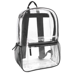 Wholesale Classic 17 Inch Clear Backpack - Black - BagsInBulk.com