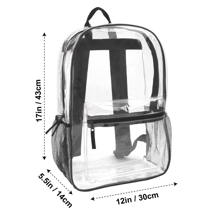 Summit Ridge Classic Clear Backpacks, Black Trim, Case Of 24 Backpacks