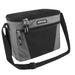 Grey and black 600D Polyester Fridge Pak 12-can cooler bag with front zippered pocket and shoulder strap.