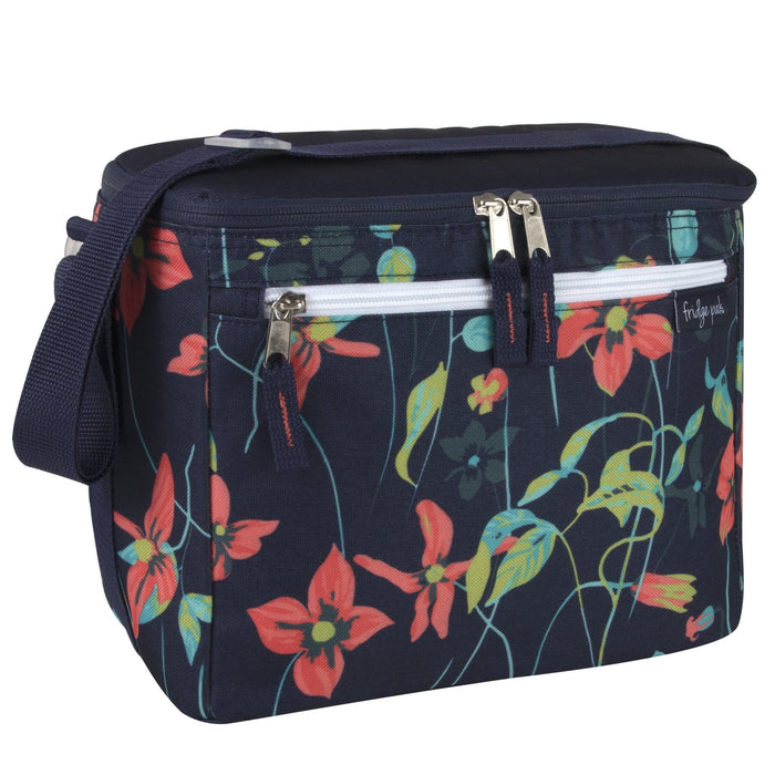 Fridge Pak 12 Can Cooler Bag With Front Zippered Pocket - Floral Prints - 