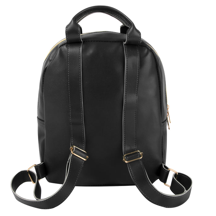 Mini 10 Inch Black Vinyl Backpack With Top Carry Handle - BagsInBulk.com