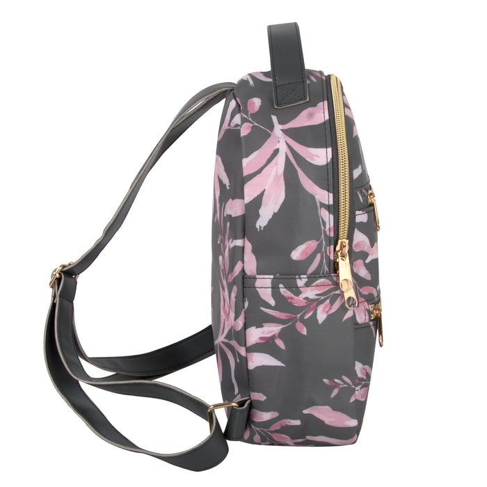 Mini 10 Inch Floral Vinyl Backpack With Double Front Zippered - BagsInBulk.com