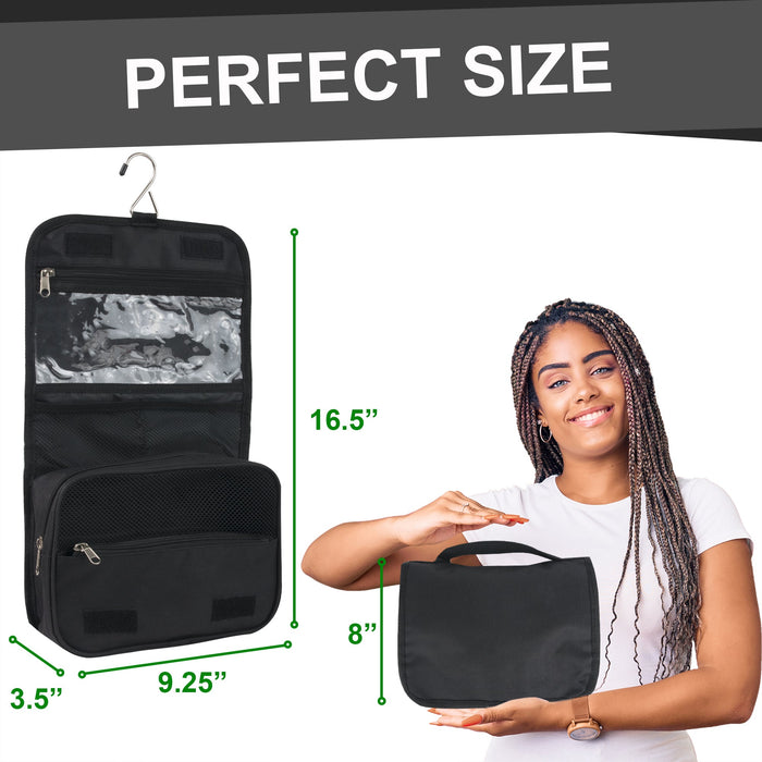 Travel Hanging Toiletry Bag - Black - BagsInBulk.com