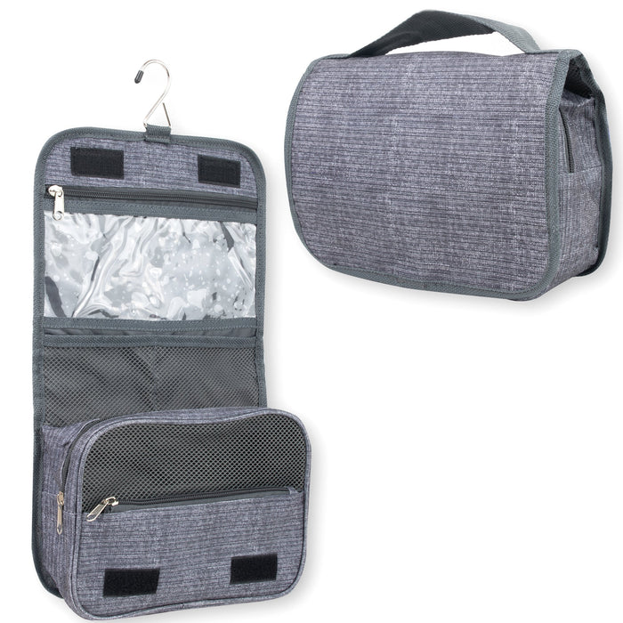 Travel Hanging Toiletry Bag - Grey - BagsInBulk.com