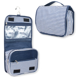 Travel Hanging Toiletry Bag - Navy Stripe - BagsInBulk.com