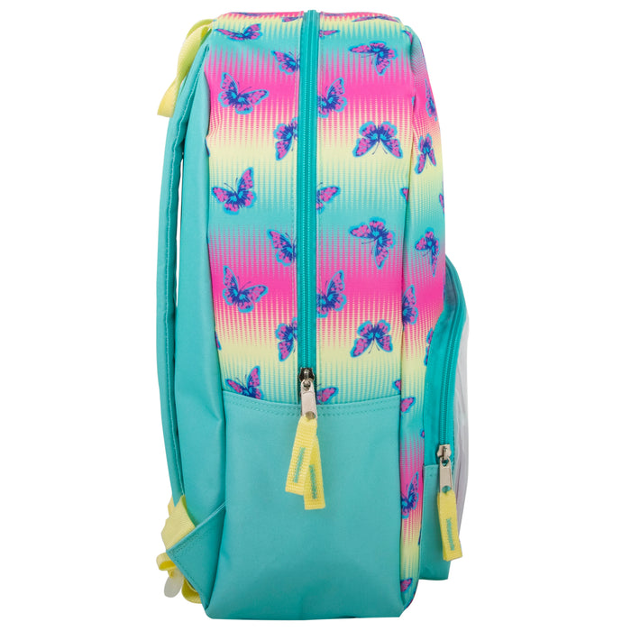 17 Inch Butterfly Printed Backpack With 8 Piece School Supply Kit