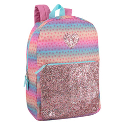 Wholesale 17 Inch Printed Backpacks - Glitter Heart - BagsInBulk.com