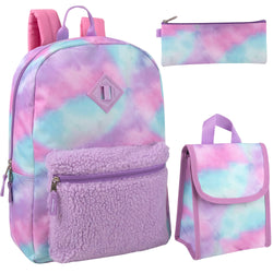 3 In 1 17 Inch Purple Cloud Themed Backpack With Lunch Bag & Pencil Case - BagsInBulk.com